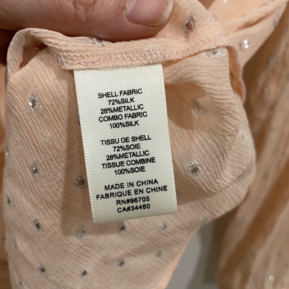 Rebecca Taylor Pink Silk Metallic Dot Clip Top - Picture 9 of 10
